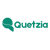Quetzia logo with a green leaf-like symbol on a white background